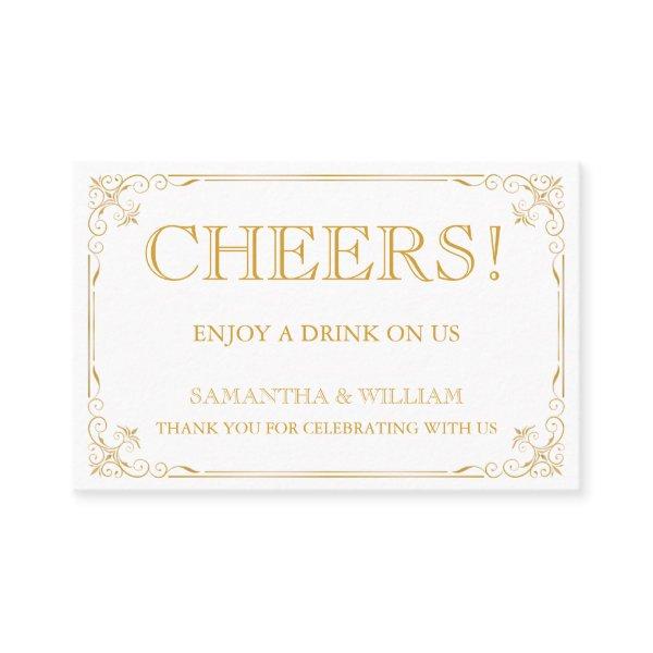 Vintage Wedding Free Drink Ticket | Custom Color