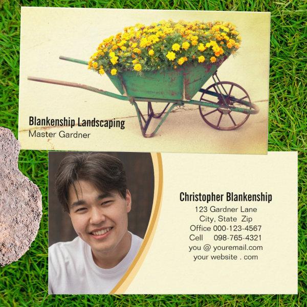 Vintage Wheelbarrow Flowers Gardener Custom Photo