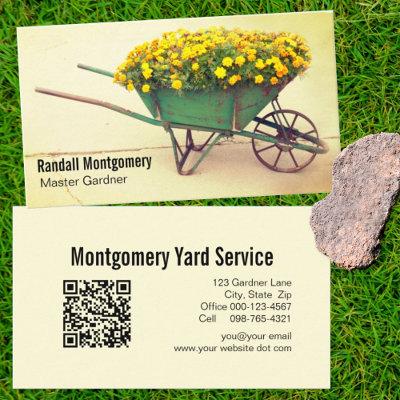 Vintage Wheelbarrow Flowers Gardener QR Code