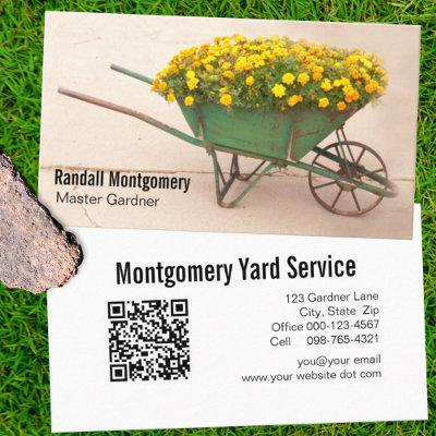 Vintage Wheelbarrow Yellow Flower Gardener QR Code
