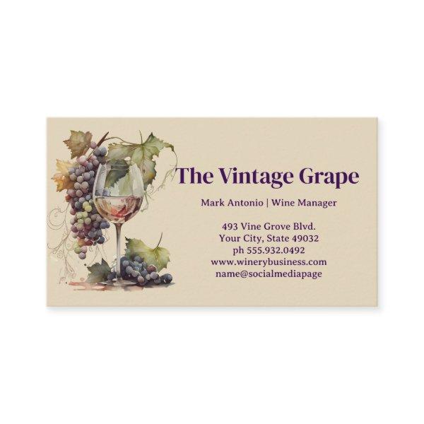 Vintage Wine Glass and Grapes on Vine