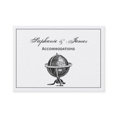 Vintage World Globe Lithograph Drawing BW
