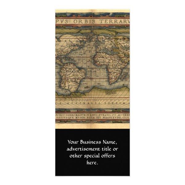 Vintage World Map Atlas Historical Design Rack Card