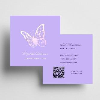 Violet lavender QR code butterfly Square