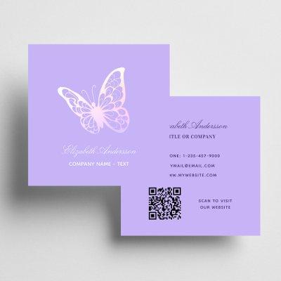 Violet lavender QR code butterfly Square