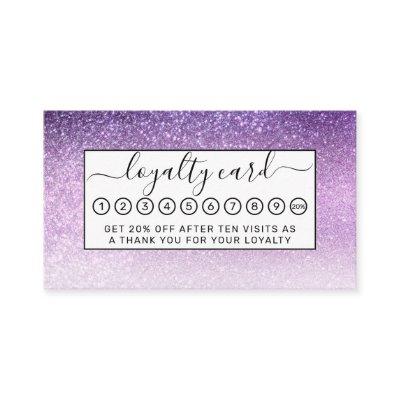 Violet Lilac Pastel Purple Triple Glitter Ombre Loyalty Card