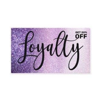 Violet Lilac Purple Triple Glitter Typography Loyalty Card
