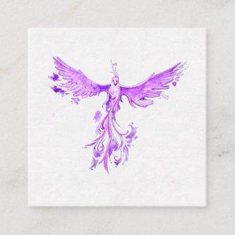 *~*  VIOLET PINK Feathers Phoenix Rising Ashes Square