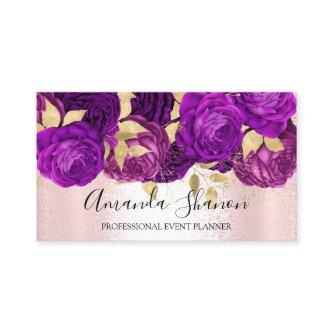 Violet Pink Gold Flower Logo Event Planner QRCode