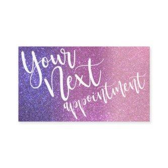 Violet Purple Pink Triple Glitter Ombre Typography Appointment Card