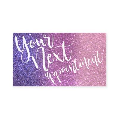 Violet Purple Pink Triple Glitter Ombre Typography Appointment Card