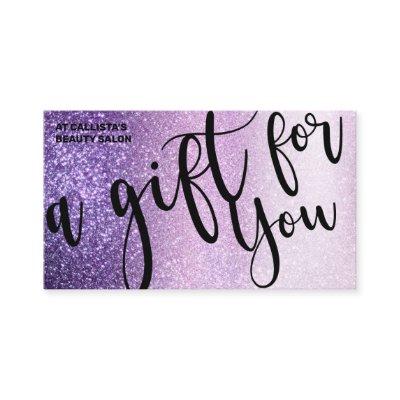 Violet Purple Triple Glitter Gift Certificate