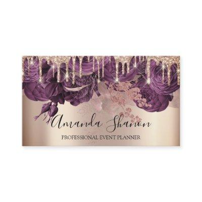 Violet Roses Glitter Drips Logo Event Planner