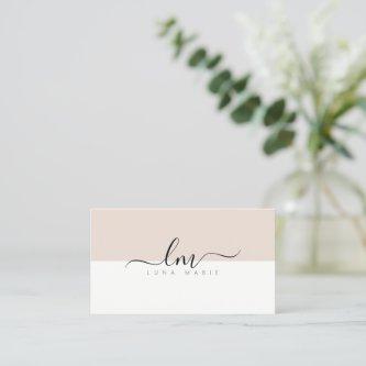 Violet & white, calligraph monogram minimalist  calling card