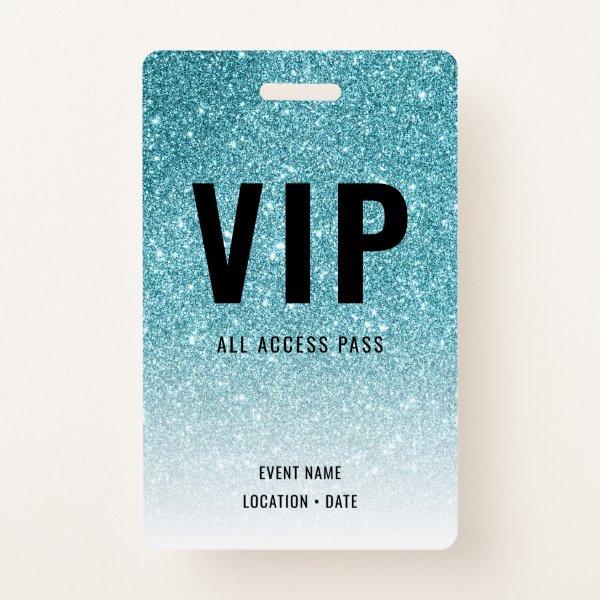 VIP Custom Event or Concert Blue Glitter Badge