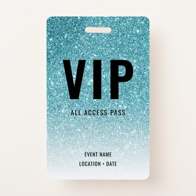 VIP Custom Event or Concert Blue Glitter Badge