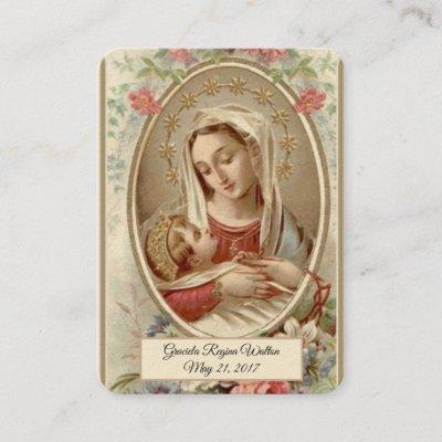 Virgin Mary Baptism  Remembrance Holy Card