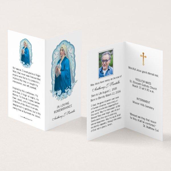 Virgin Mary  Doves Catholic Funeral Holy Card