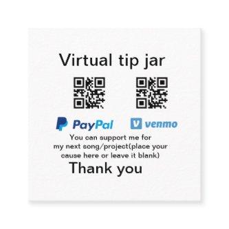 Virtual tip jar q r code money donation PayPal ven Square