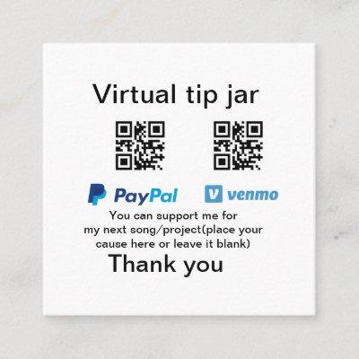 Virtual tip jar q r code money donation PayPal ven Square