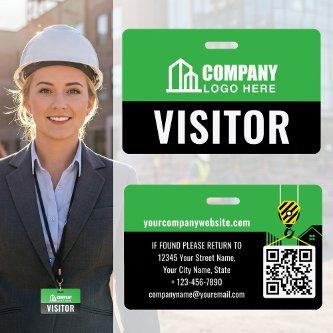 Visitor Pass ID Construction Site Green Custom Badge