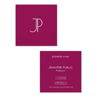 Viva Magenta Elegant Trend Color Monogram Initial Square