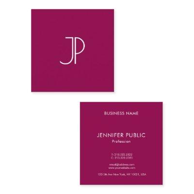 Viva Magenta Elegant Trend Color Monogram Initial Square