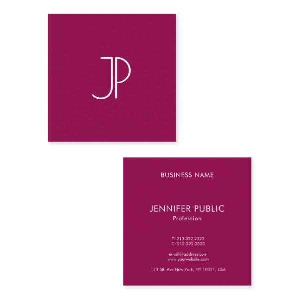 Viva Magenta Elegant Trend Color Monogram Initial Square