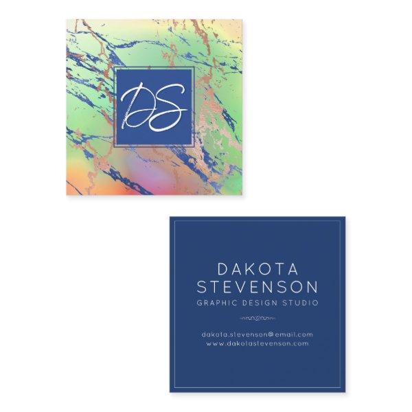 Vivid Marble | Colorful Bold Watercolor Monogram Square