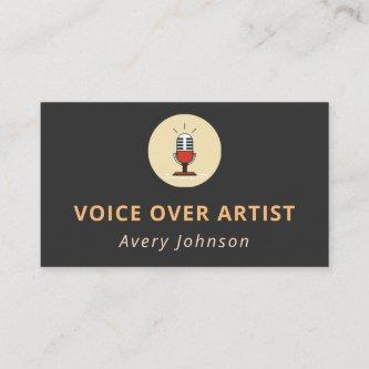 Voice Over Artist Microphone Icon Logo Simple Gray
