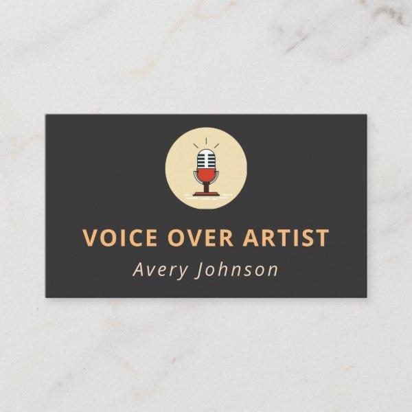 Voice Over Artist Microphone Icon Logo Simple Gray