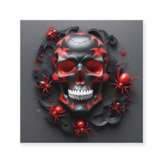 Volumetric style nature artwork skull and spiders  square