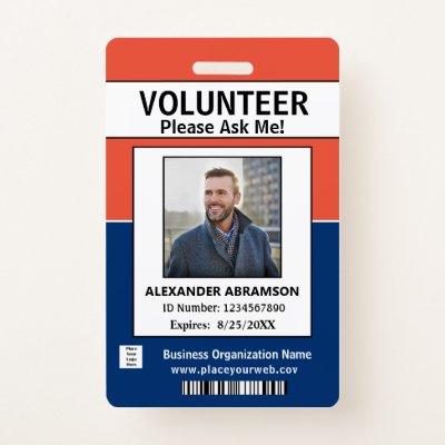 Volunteer ID Card Modern Ask Me Logo Custom Badge