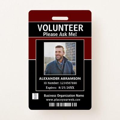 Volunteer ID Card Modern Ask Me Logo Custom Badge