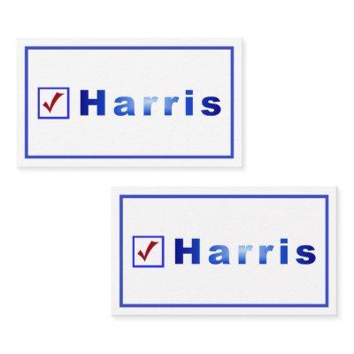 Vote Harris, Red Check, Blue Square Box Bus. Cards