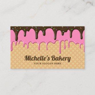 Waffle Pink Frosting Drip Pastry Chef Bakery