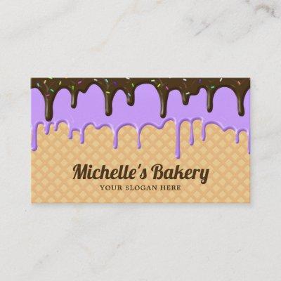 Waffle Purple Icing Drips Pastry Chef Bakery