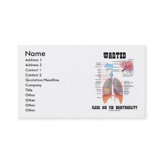 Wanted Clean Air For Breathability (Respiratory)