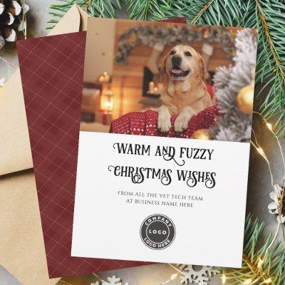 Warm and Fuzzy Vet Tech Pet Photo Business Holiday Card