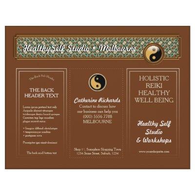 Warm Earth Reiki Yin Yang Gold Trifold Brochure