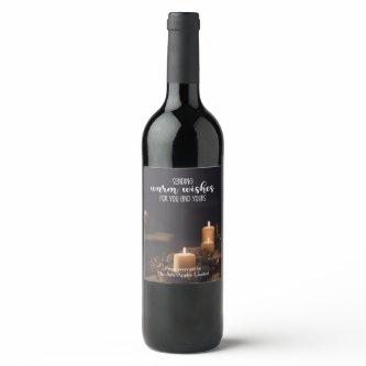 warm wishes Christmas business corporate marketing Wine Label