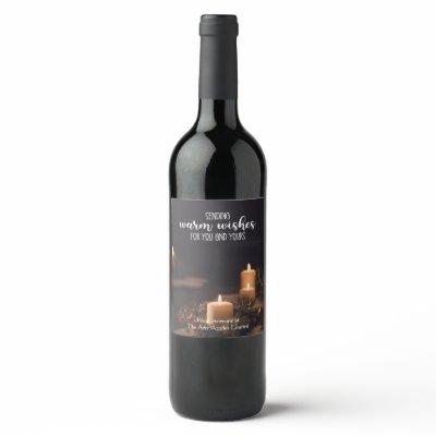 warm wishes Christmas business corporate marketing Wine Label