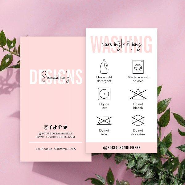 Washing Instructions Blush Pink Clothing Care