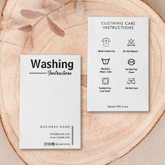 Washing Instructions T-Shirt Care Black And White