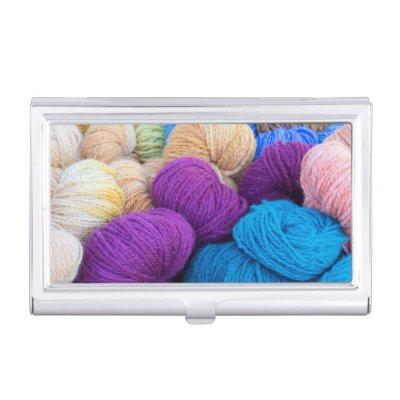 Washington, Seabeck. Balls of colorful yarn  Case