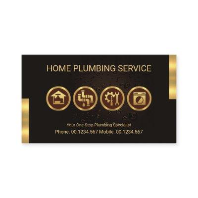 Water Drop Leakage Gold Plumbing Tools Motif