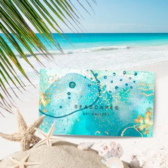 Watercolor Abstract Sea Tropical Turquoise