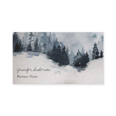 Watercolor Adventure Woodland Winter Pine Forest