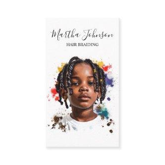Watercolor Afro American Braids Braiding QR Code