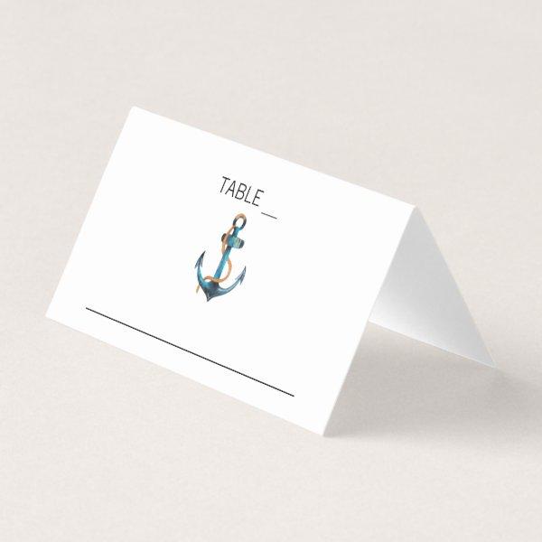 Watercolor Anchor Nautical Wedding Place Cards